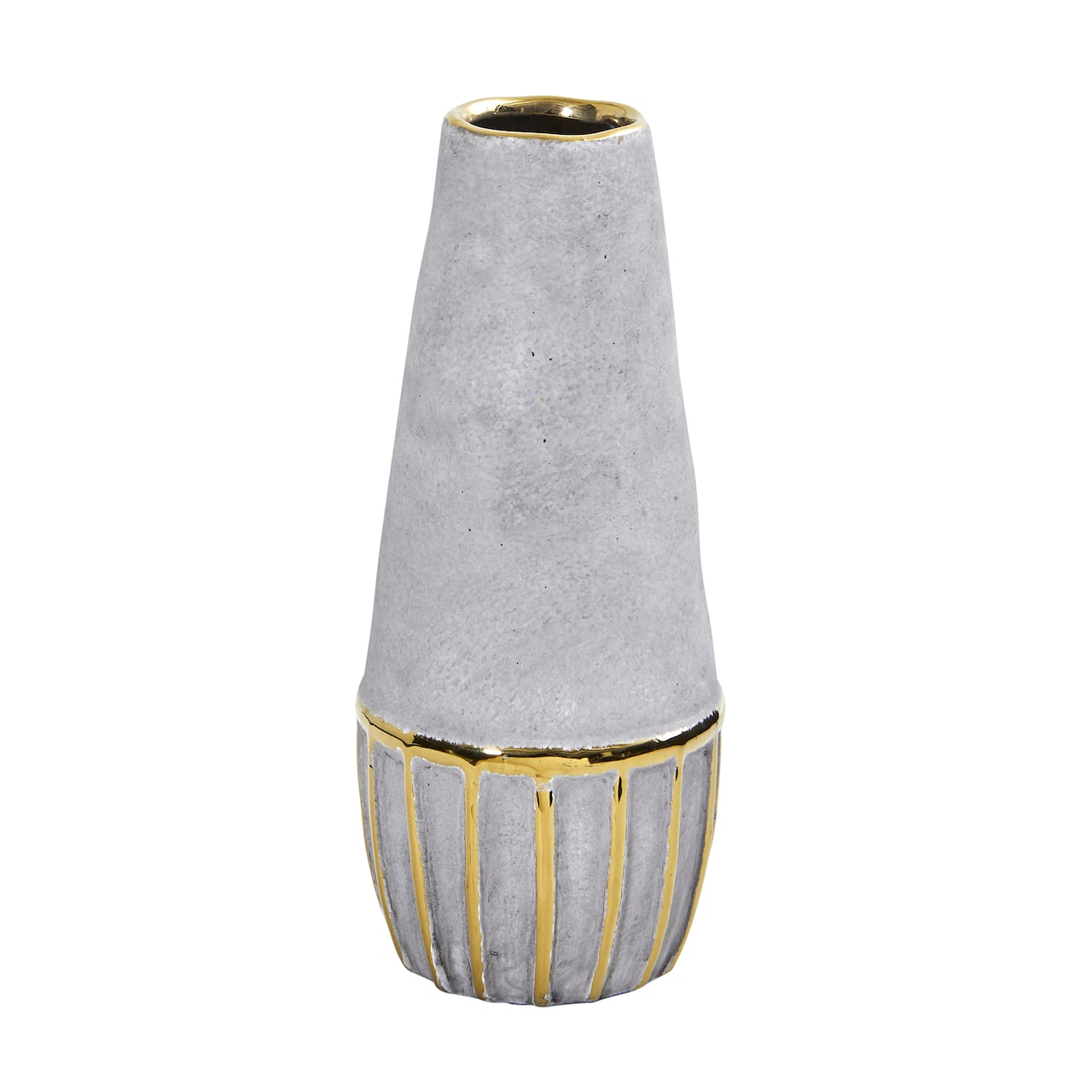 10&#x22; Regal Stone Decorative Vase with Gold Accents